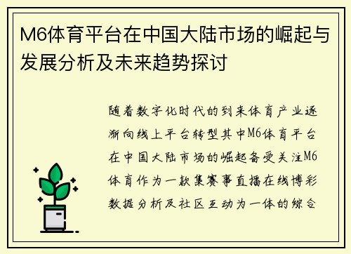 M6体育平台在中国大陆市场的崛起与发展分析及未来趋势探讨